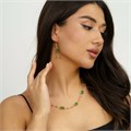 Комплект: ожерелье, серьги и браслет, покрытие: дубайское золото, цвет камней: зеленый, 341876,арт. 214.215 214.215