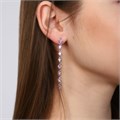 Серьги висячие посеребрение с фианитами, коллкеция "Дубай", цвет камня: розовый, арт. 847.695 847.695