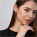 Серьги висячие посеребрение с фианитами, коллкеция "Дубай", цвет камня: розовый,зеленый, прозрачный, арт. 847.696 847.696