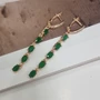 Серьги  коллекция "Дубай", цвет камня: зеленый матовый, покрытие: позолота, арт. 847.471 847.471
