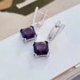 Серьги коллекция "Дубай" покрытие посеребрение, камень фиолетовый блестящий, 241227, арт. 847.309 847.309