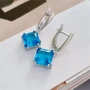 Серьги коллекция "Дубай" покрытие посеребрение, камень голубой блестящий, 241227, арт. 847.311 847.311