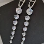 Серьги коллекция "Дубай" покрытие посеребрение с фианитами, цвет камней прозрачный , Е3183, арт.215.122 215.122