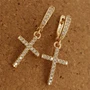 Серьги коллекция "Дубай" покрытие позолота, белые фианиты, р-р 3,5*1,3 см., 1225, арт.215.140 215.140