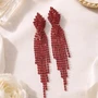 Серьги длинные висячие со стразами "Вечерние", цвет: красный, арт.012.021 012.021