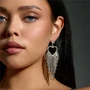Серьги вечерние длинные сердца со стразами, цвет серебристый, арт. 006.043 006.043