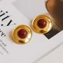 Серьги гвоздики крупные, цвет бордовый, арт. 005.024 005.024