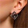 Серьги бижутерия квадраты с крупным камнем, вставка: фианиты, цвет: серый, арт.101.271 101.271