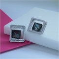 Серьги бижутерия квадраты с крупным камнем, вставка: фианиты, цвет: серый, арт.101.271 101.271