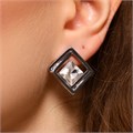 Серьги бижутерия квадраты с крупным камнем, вставка: фианиты, цвет: прозрачный, арт.101.273 101.273