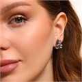 Серьги бижутерия квадраты с крупными камнями, цвет: серый, арт.101.275 101.275
