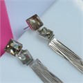 Серьги бижутерия висячие цепочки с крупным камнем, вставка: фианиты, цвет: шампань, арт.101.261 101.261