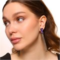 Серьги бижутерия висячие цепочки с крупным камнем, вставка: фианиты, цвет: синий переливающийся, арт.101.262 101.262