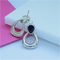 Серьги бижутерия с камнем, вставка: фианиты, цвет: черный, арт.101.265 101.265