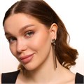 Серьги бижутерия висячие цепочки с крупным камнем, вставка: фианиты, цвет: серый, арт.101.259 101.259
