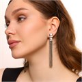 Серьги бижутерия висячие цепочки с крупным камнем, вставка: фианиты, цвет: прозрачный, арт.101.260 101.260