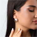 Серьги круглые геометрические, цвет золотистый, вставка: иск.жемчуг, 05025, арт.001.498 001.498