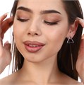 Серьги гвоздики геометрической формы с подвеской, цвет серебристый, арт.017.025 017.025