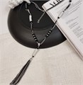 Колье , цвет черный с белыми, с камнями переливающимися, 391019, арт.748.184 748.184