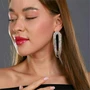 Серьги "Вечерние" цвет золотой, камень белый переливающийся, арт. 706.558 706.558