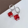 Серьги с камнем, покрытие цвет серебро, цвет красный, арт.706.317 706.317