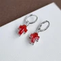 Серьги "Крестик" с камнем, покрытие цвет серебро, цвет красный, арт.706.307 706.307
