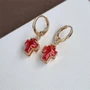 Серьги "Крестик" с камнем, покрытие цвет золото, цвет красный, арт.706.304 706.304