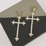 Серьги-гвоздики "Кресты" с цирконами, золотистый цвет, 37186, арт.606.433 606.433