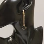 Серьги с цепочками, золотой цвет металла, чёрные камни, 551009, арт.606.072 606.072