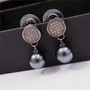 Серьги Дольче с жемчугом, цвет тёмно-серый, 1050, арт.506.729 506.729