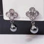 Серьги Дольче с жемчугом, цвет тёмно-серый, 1050, арт.506.724 506.724