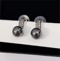 Серьги Дольче с жемчугом, цвет тёмно-серый, 1050, арт.506.717 506.717