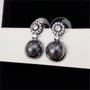 Серьги Дольче с жемчугом, цвет тёмно-серый, 1050, арт.506.718 506.718