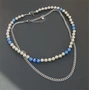 Эксклюзивное короткое колье состоящее из цепи и бус, арт.49.0406 49.0406