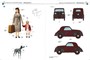 CB35167  автомобили и мотоциклы  Italian Light Civilian Car (Hard Top) w Lady & Girl w/ Dog  (1:35) 4544032705336