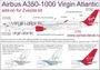 URC14420  декали  A350-1000 Virgin Atlantic mask+decal set for Zvezda kit  (1:144) 2000002149286