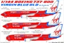 URS1448  декали  Boeing 737-800 Virgin Blue Old (for Zvezda, with stencils and masks  (1:144) 2000002149248