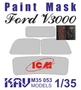 KAV M35 053  Маски окрасочные  Маска на остекление Ford 3000S Series (ICM)  (1:35) 2000000174051