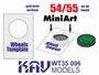 KAV WT35 006  инструменты для работы с краской  Шаблон для катков Танк-54/55 (MiniArt) 2 шт  (1:35) 2000000180229