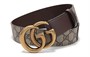 Ремень Gucci из канвы и натуральной кожи, коричневый 10394543