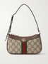 Миниатюрная сумка через плечо Ophidia из канваса с принтом, кожаной отделкой GUCCI, бежевый 47361244