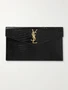Клатч Uptown из лакированной кожи с тиснением под крокодила SAINT LAURENT, черный 47323796