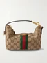 Мини-сумка Ophidia из канваса с покрытием, отделкой из кожи и тесьмы GUCCI, бежевый 47356944