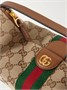 Мини-сумка Ophidia из канваса с покрытием, отделкой из кожи и тесьмы GUCCI, бежевый 47356944