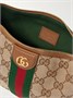 Мини-сумка Ophidia из канваса с покрытием, отделкой из кожи и тесьмы GUCCI, бежевый 47356944