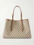 Сумка-тоут из принтованного канваса с покрытием с кожаной отделкой и эмблемой GG GUCCI, бежевый 47338269