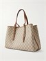 Сумка-тоут из принтованного канваса с покрытием с кожаной отделкой и эмблемой GG GUCCI, бежевый 47338269