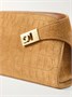 Замшевая сумка на плечо Ferragamo Hug с эффектом крокодиловой кожи и отделкой, коричневый 47344723