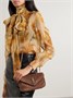 Loulou мини плечевая сумка из стеганой замши SAINT LAURENT, коричневый 47345293