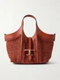 Сумка на плечо из рафии Timeless с кожаной отделкой TOD'S, красный 47345813